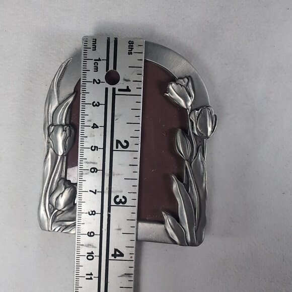 Seagull 1988 Fine Pewter Floral Tulip Picture Frame Small PF91 Silver Flower VTG - Picture 5 of 12